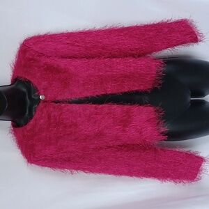 Jessica Howard Cropped Hot Pink Fuzzy Bolaro size S